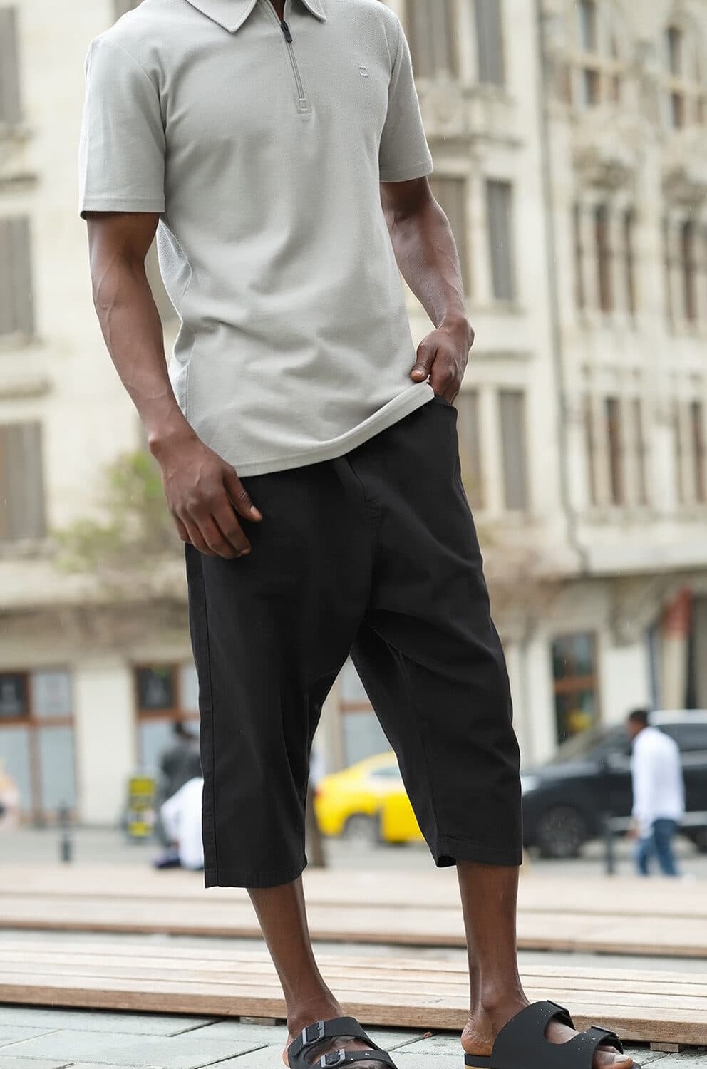 Bermuda jean qabail noir