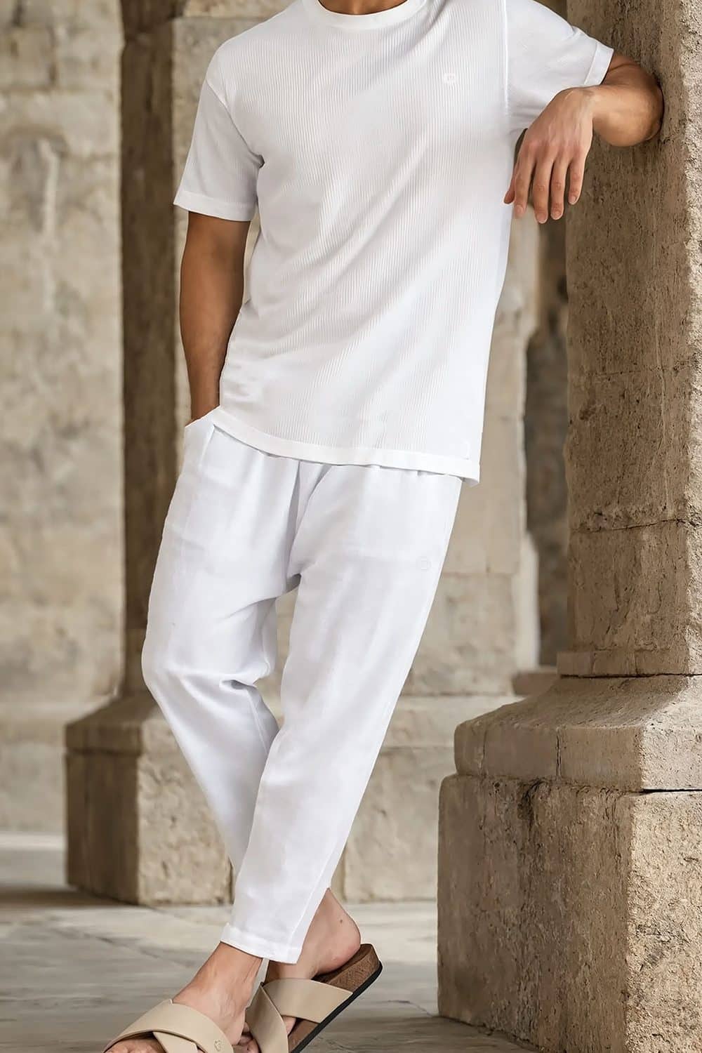 Tee shirt oversized qabail waffle ecru